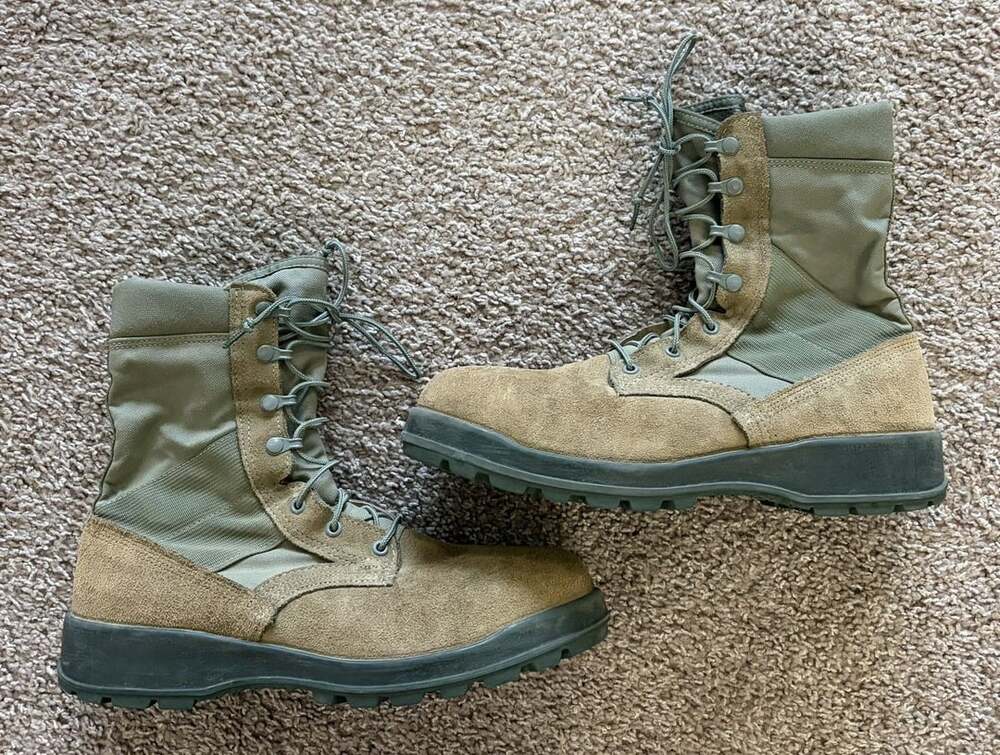 Belleville AFST Boots Mens Size 11.5 R Brown Suede USMC Combat Steel Toe Vibram
